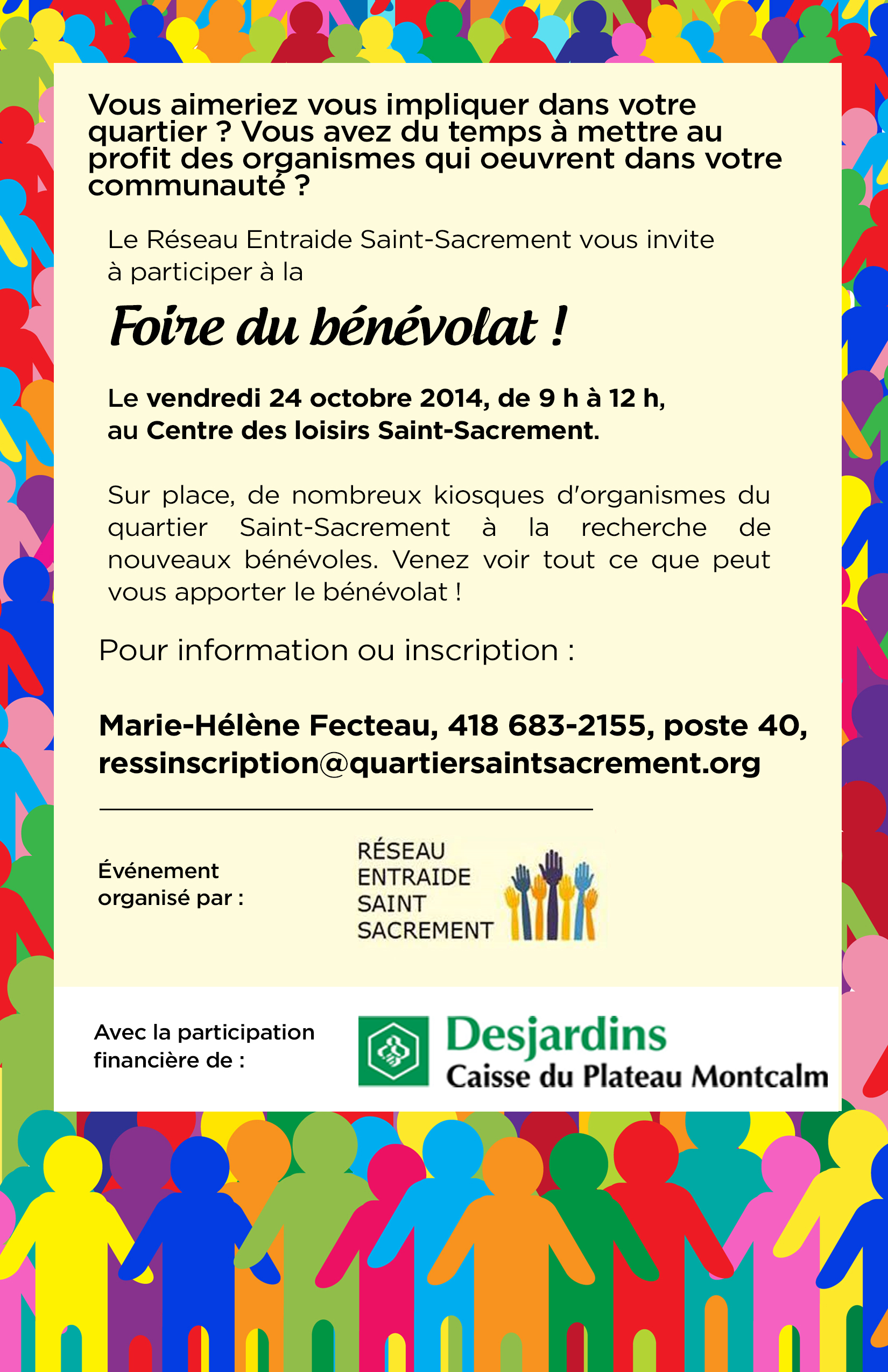 Cliquez pour agrandir Affiche dont le contour est une foule de bonhommes de couleurs différentes. Description texte dans l'annonce ici.
